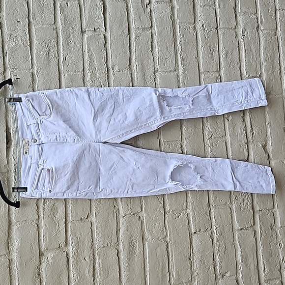 Free People distressed knee high waisted stretchy skinny jeans - Picture 2 of 9